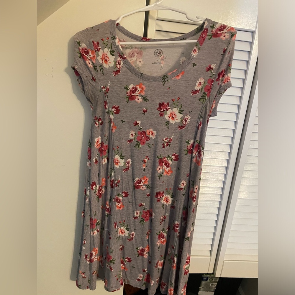 Floral Gray Casual Dress